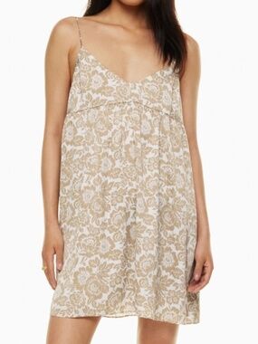 Wilfred Lover Satin Mini Dress Ice Lvndr / Gold Camel Size S | Floral Babydoll S